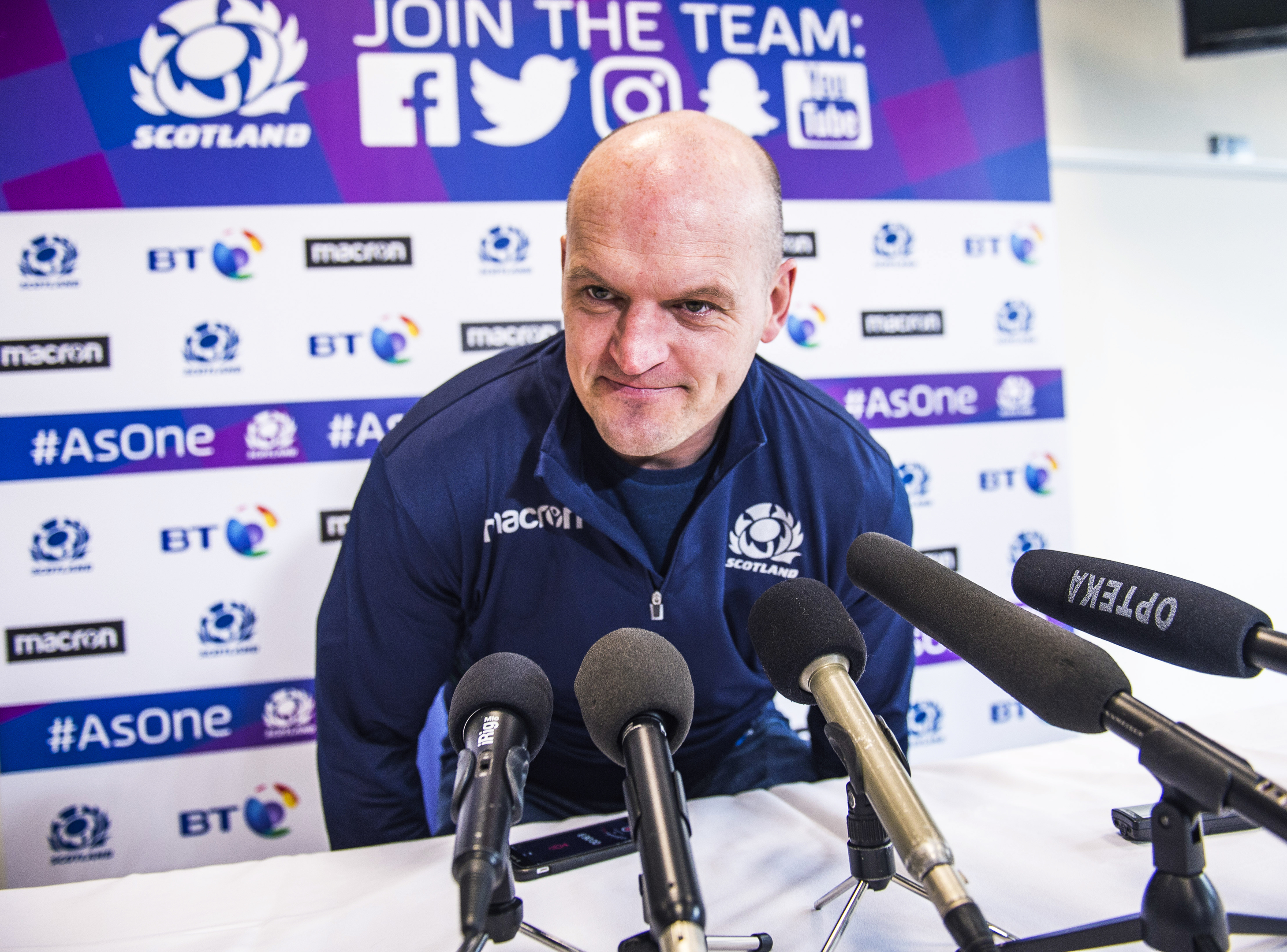 Gregor Townsend arrives at yesterday's team announcement at BT Murrayfield.