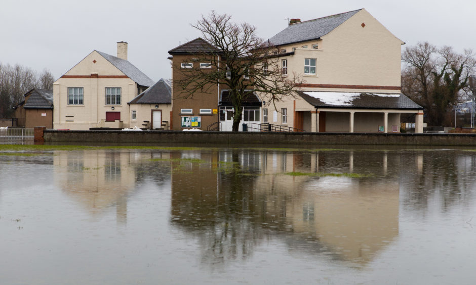 Flooding outside Park Road Primary School in Rosyth.