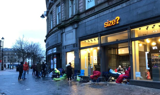 The trainer fans queuing to make sure they got their hands on a pair of 'Animal Pack' trainers.