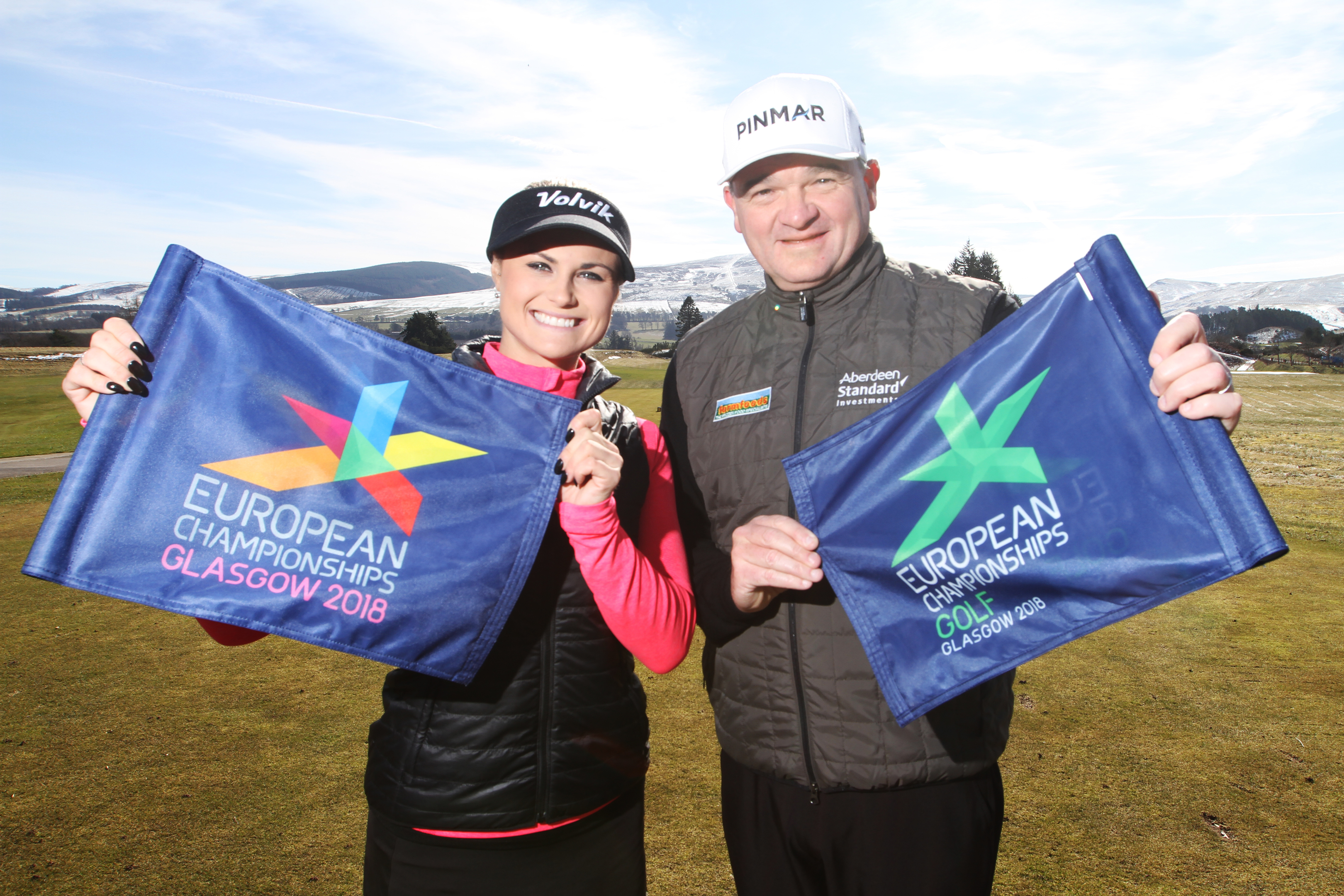 Carly Booth and fellow ambassador, Paul Lawrie.