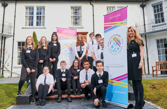 Crieff High School pupils with Visit Scotland's modern apprentice Scarlett Reid at the conference.

photographer
Fraser Band    
07984 163 256
www.fraserband.co.uk