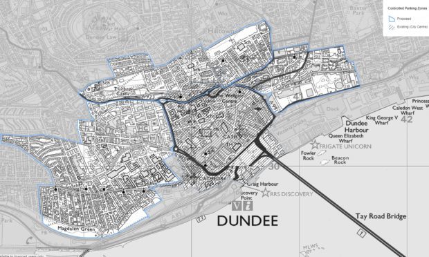 The map shows the three new proposed zones surrounding the existing city centre residents' zone.