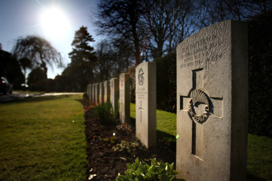 The graves of the fallen airmen at Arbroath's Western cemetery.