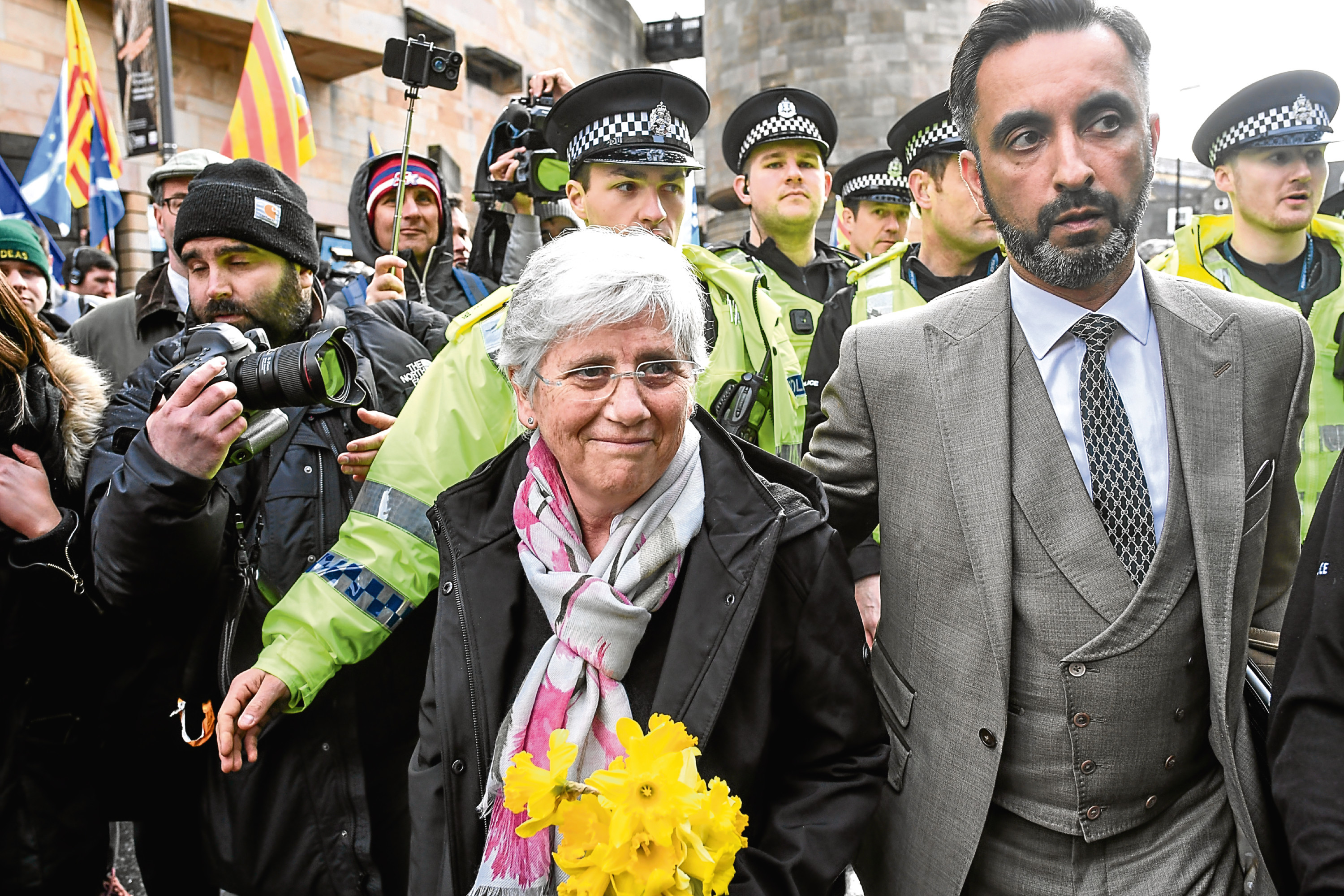Catalan politician Clara Ponsati with lawyer Aamer Anwar.