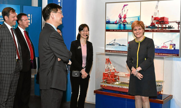 First Minister Nicola Sturgeon on a visit to the offices of COES during her trade mission to China.