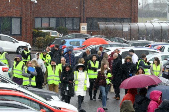 Staff being evacuated from the call centre