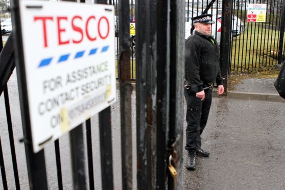 Police outside the call centre.