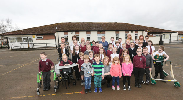 Pupils and staff on their first day back