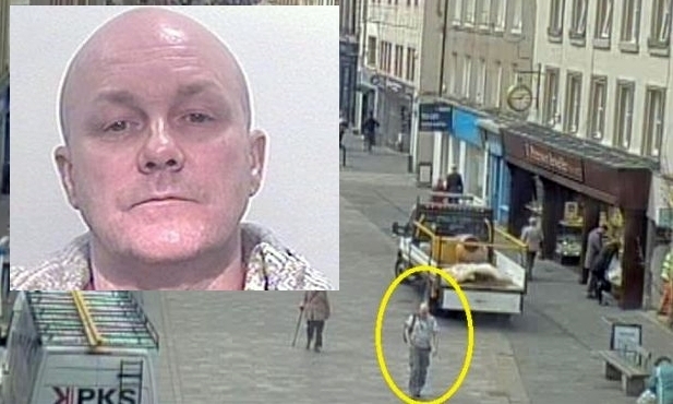 Colin McDonald (inset) seen on a CCTV camera around the time of his disappearance.