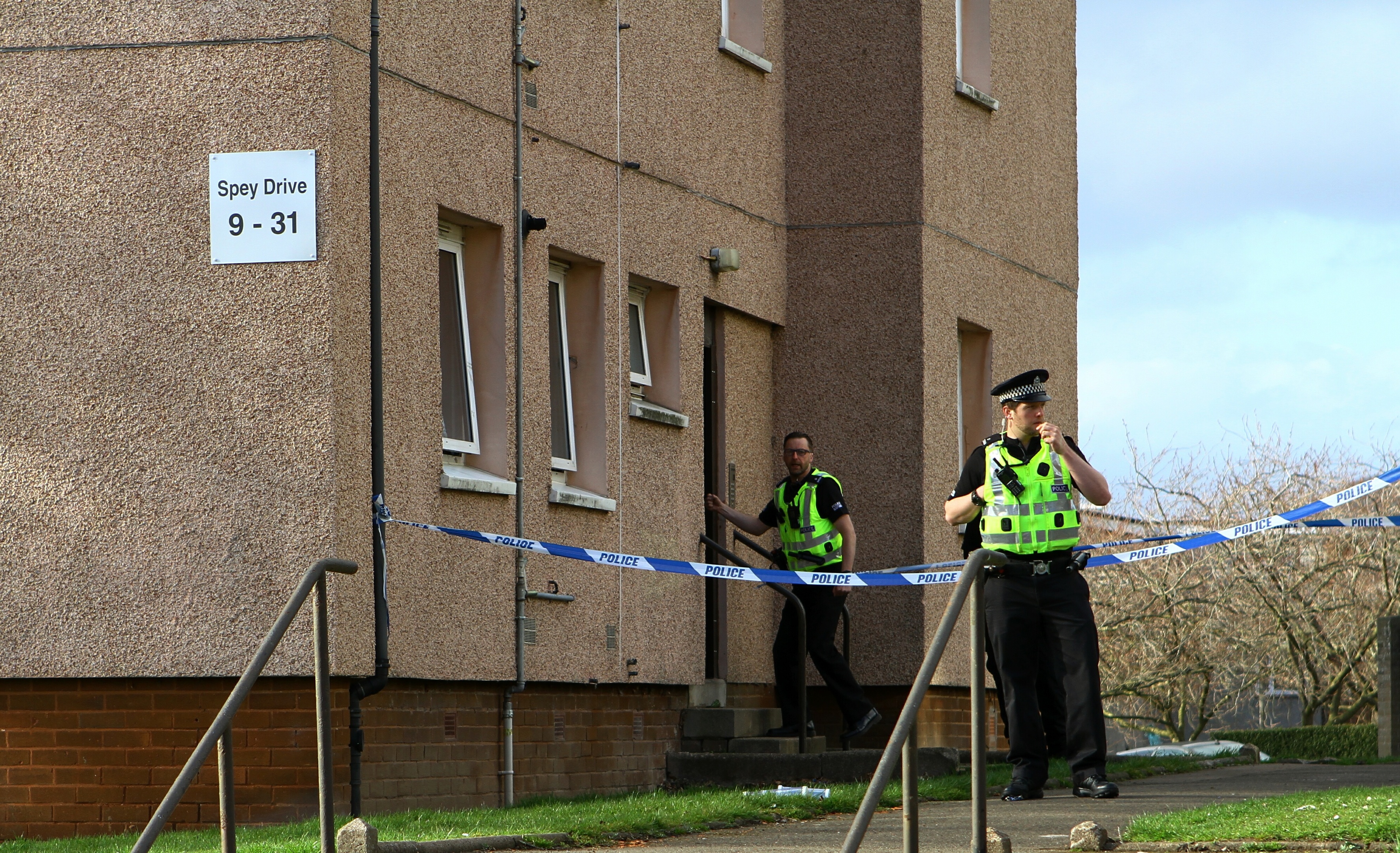 Police at the scene of the incident on Spey Drive.