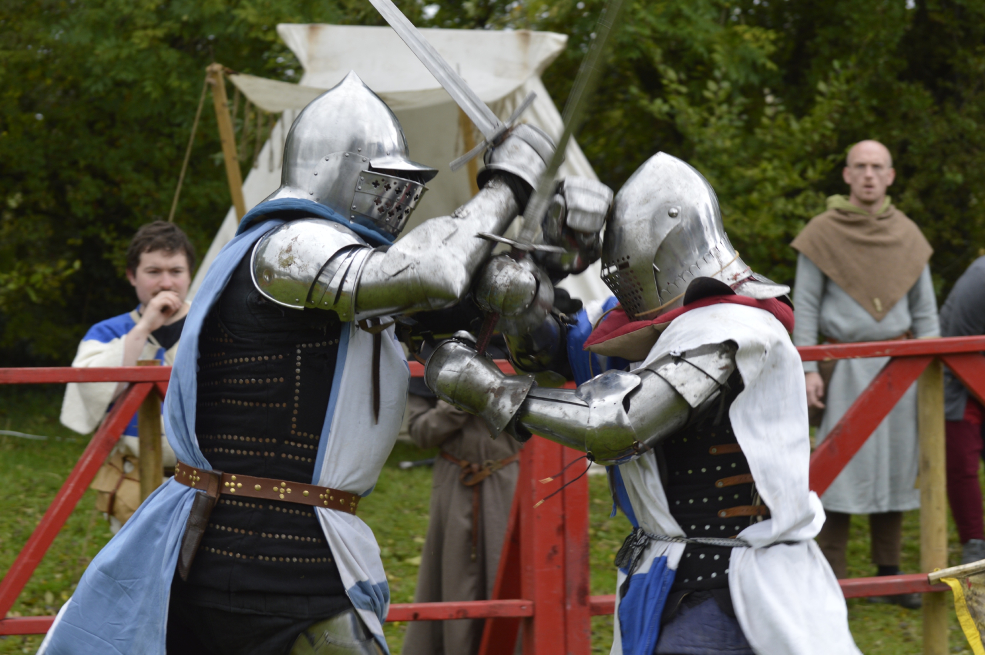 Knights fighting ahead of the International Medieval Combat Federation World Championships at Scone Palace.
