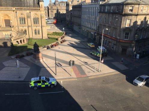 The police at the disturbance in Albert Square