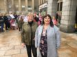 Mill o' Mains Commnity Pavilion volunteers Maggie Anderson, 50, and Yvonne Mullen, 56, outside Dundee City Chambers.