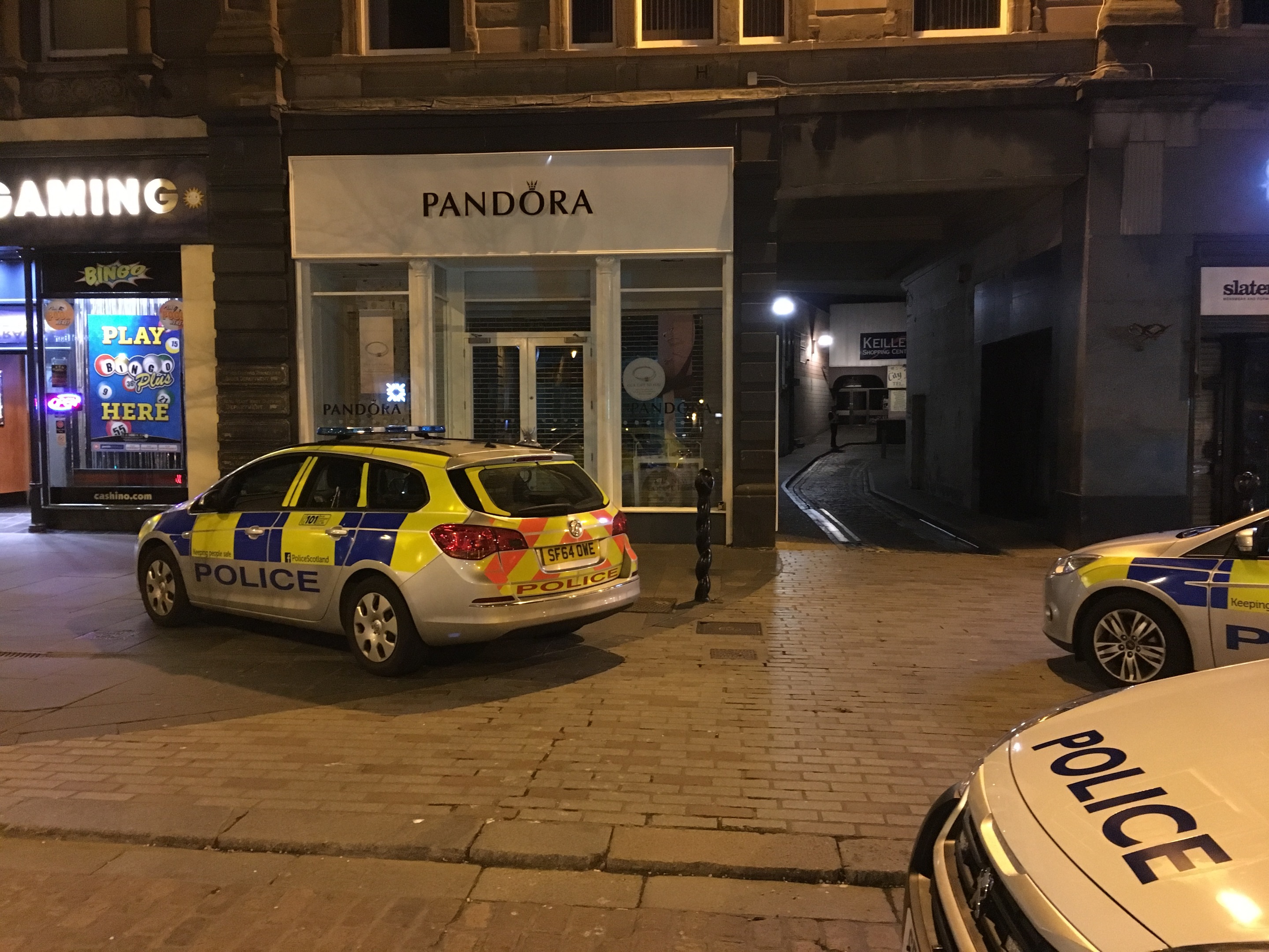 Police on Dundee High Street on Sunday.