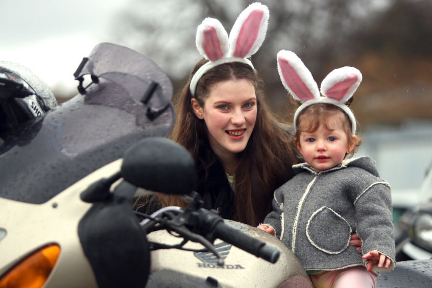 Nicola and Erin Finlay on one of the bikes ahead of the Easter Egg run.