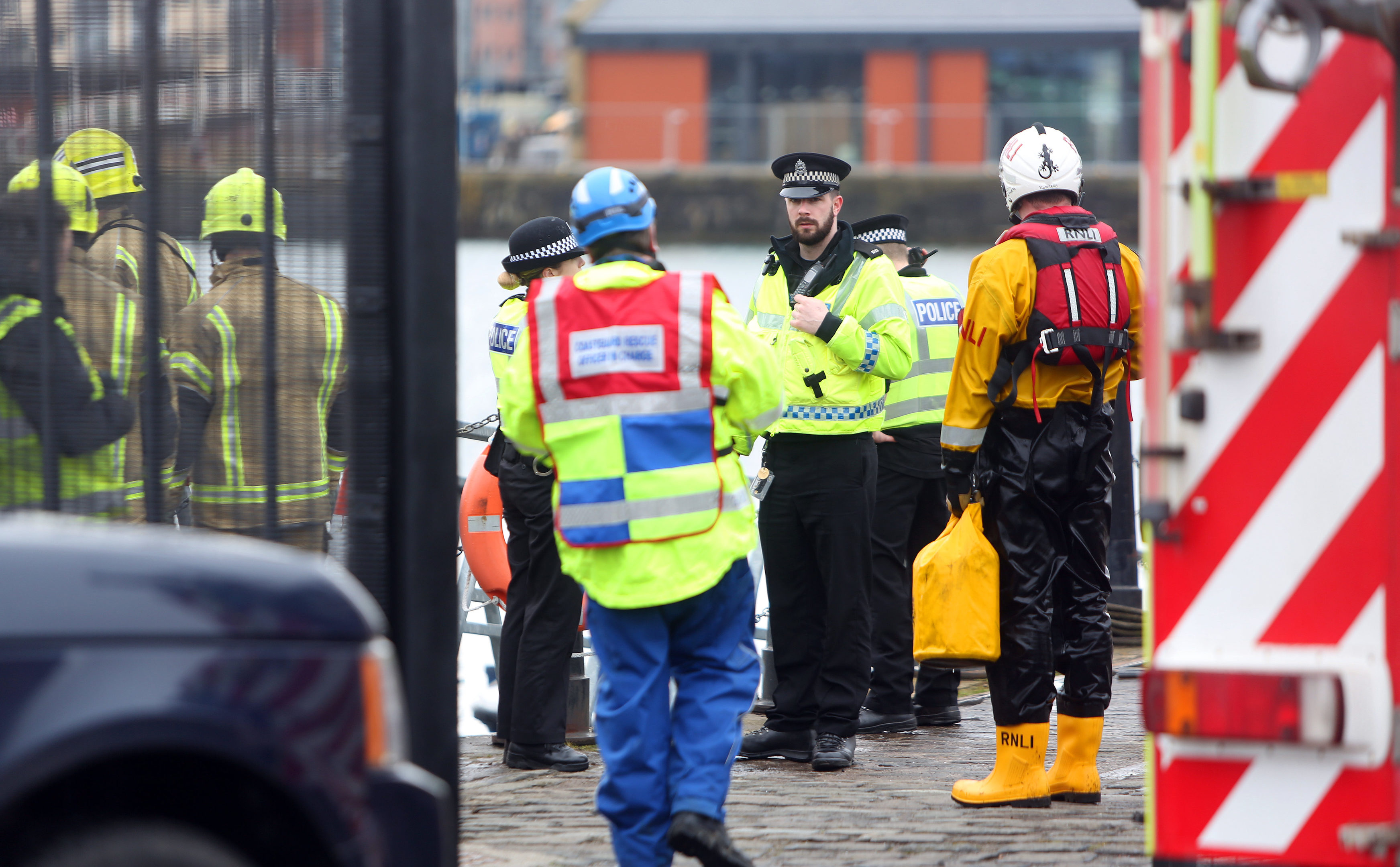 Emergency services on the scene at Camperdown Dock