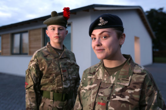 Cadet Kieran Watson and Lance Bombadier Tori Barclay outside the new building.