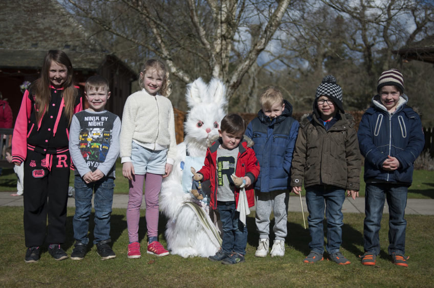 Kids meeting the Easter bunny