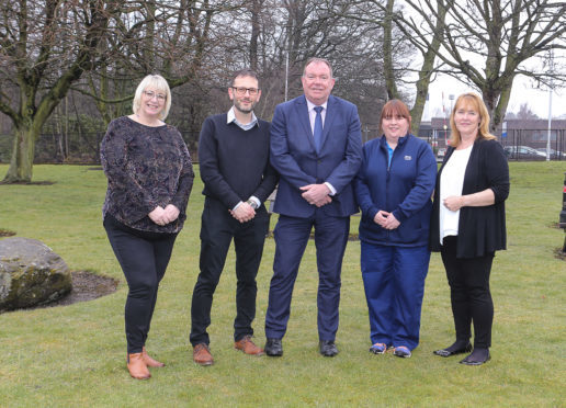 Lead nurse Sally O’Brien, Gerry, head of nursing Ken Quinn, Lyndsey and Jackie Young, service manager community child health services