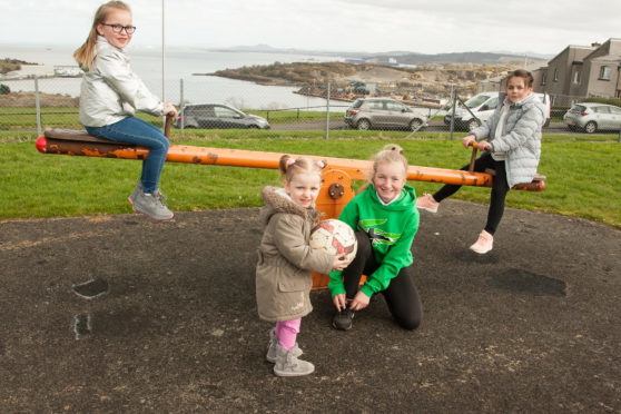 Youngsters Eva Goodman, Melissa McIntyre, May Goodman and Jessica Keyte will be able to keep playing at the park on Manse Road, Inverkeithing.