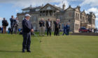 Costantino Rocca tries to recreate his famous putt at St Andrews.