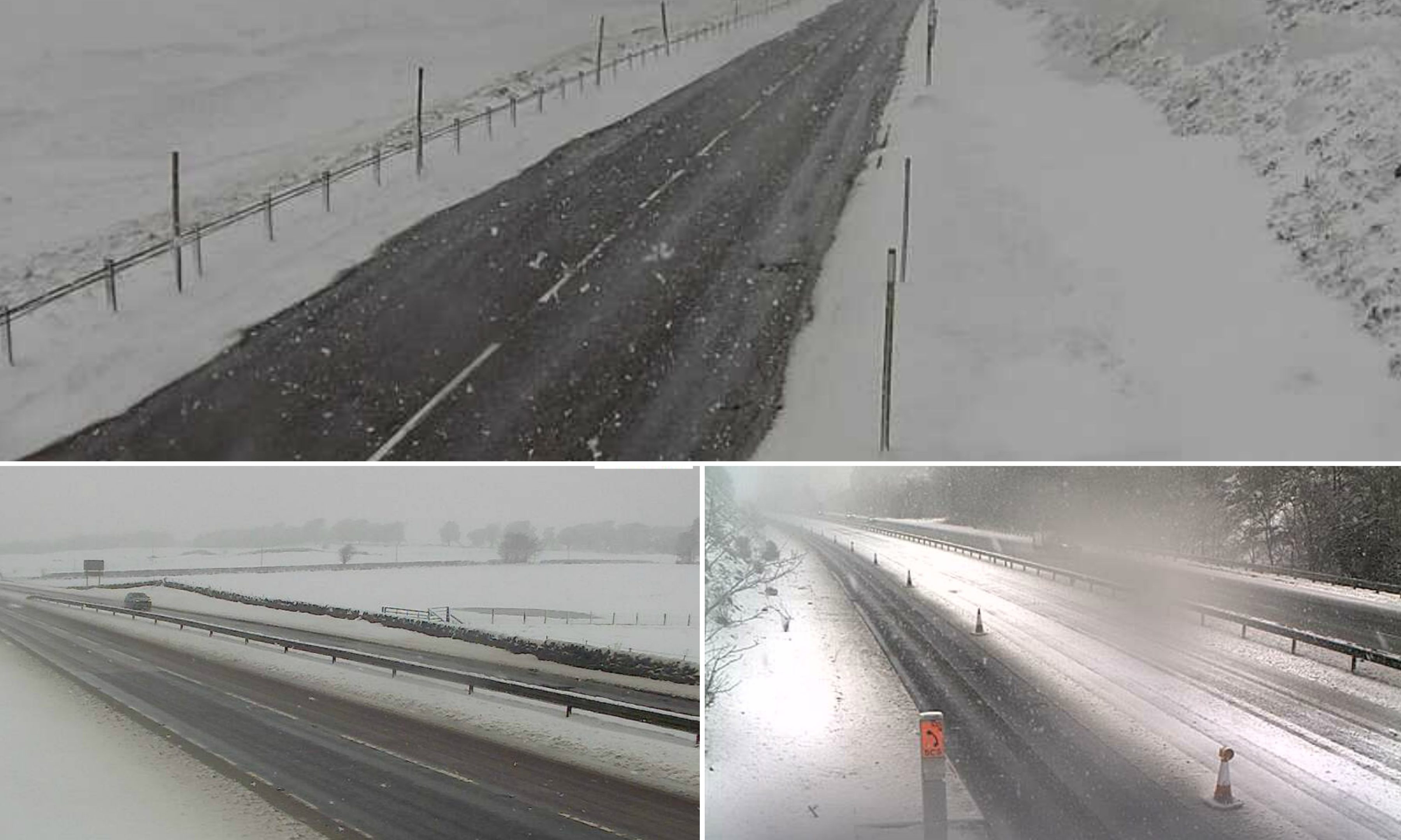 Snow affecting the A9, A93 and M90 on Wednesday morning.