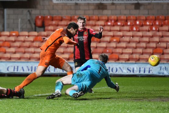 Bilel Mohsni scores against Dumbarton.