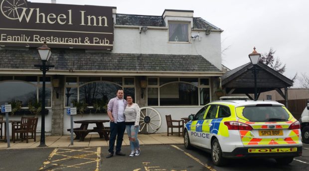 Shaun and Shannon Campbell outside the Wheel Inn.