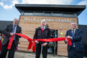 Willie Clarke officially opening the Lochore Meadows centre alongside Fife Council leaders David Ross, left, and David Alexander.
