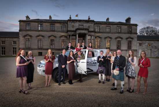 The young explorers at Broomhall with, fourth from left Lord Bruce, fifth from left Carol Ann Penrose and third from right Craig Mathieson.