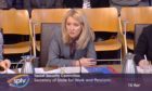 Esther McVey appearing before the social security committee in the Scottish Parliament.