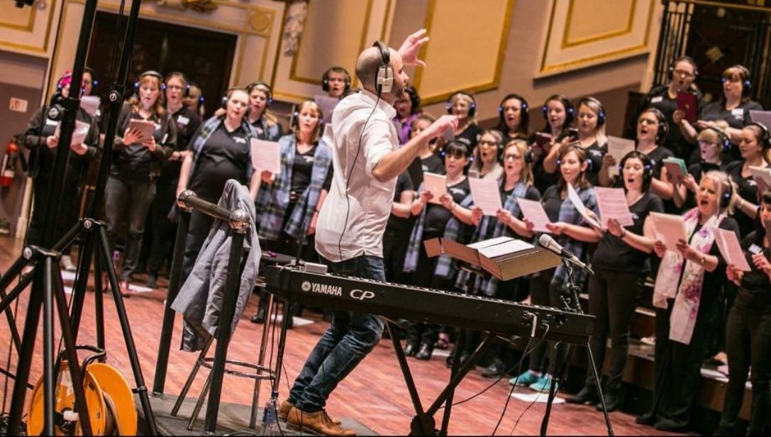 The Scottish recording session for the new Military Wives album, with conductor Dominic Ellis-Peckham.