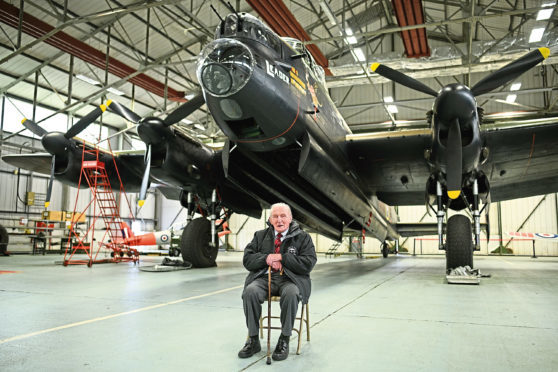 Britain’s last surviving Dambuster, Squadron Leader George ‘Johnny’ Johnson, poses for a photograph during an event to mark the 75th anniversary of the Dambusters raid.