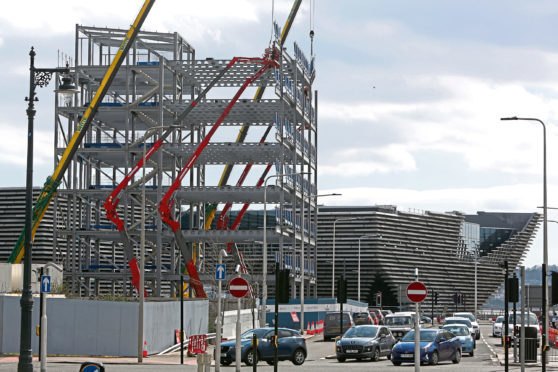 Controversial office block under construction opposite Dundee railway station