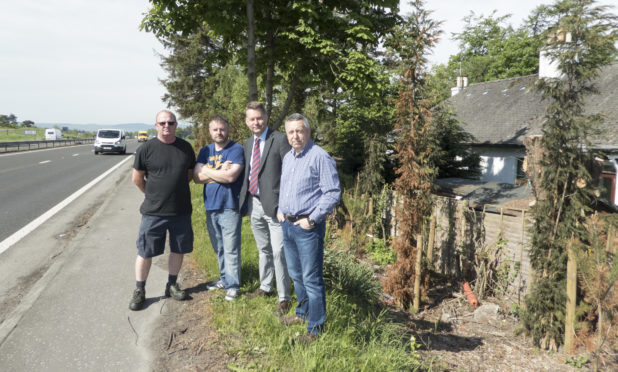 Residents Watty Garland and Dave Melville, with MSP Murdo Fraser and councillor Angus Forbes