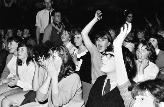 Fans at the Caird Hall to see The Beatles on October 20 1964.