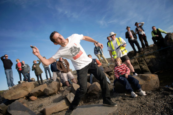 World champion stone skimmer Dougie Isaacs.