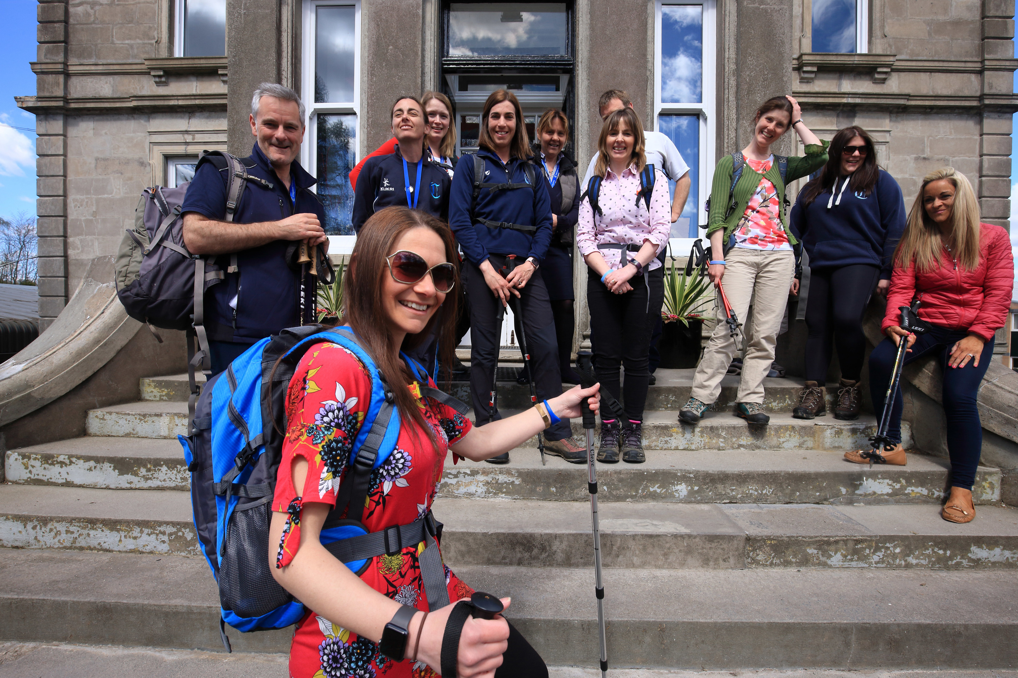 A group of teachers at Craigclowan Prep School in Perth are taking part in the Cateran Yomp. Mel Hill is at the front.