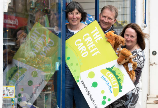 Karen Christie, owner of Fun Junction, Neil Combe, Crieff Bid manager and Ruth Williams, marketing and communications executive.