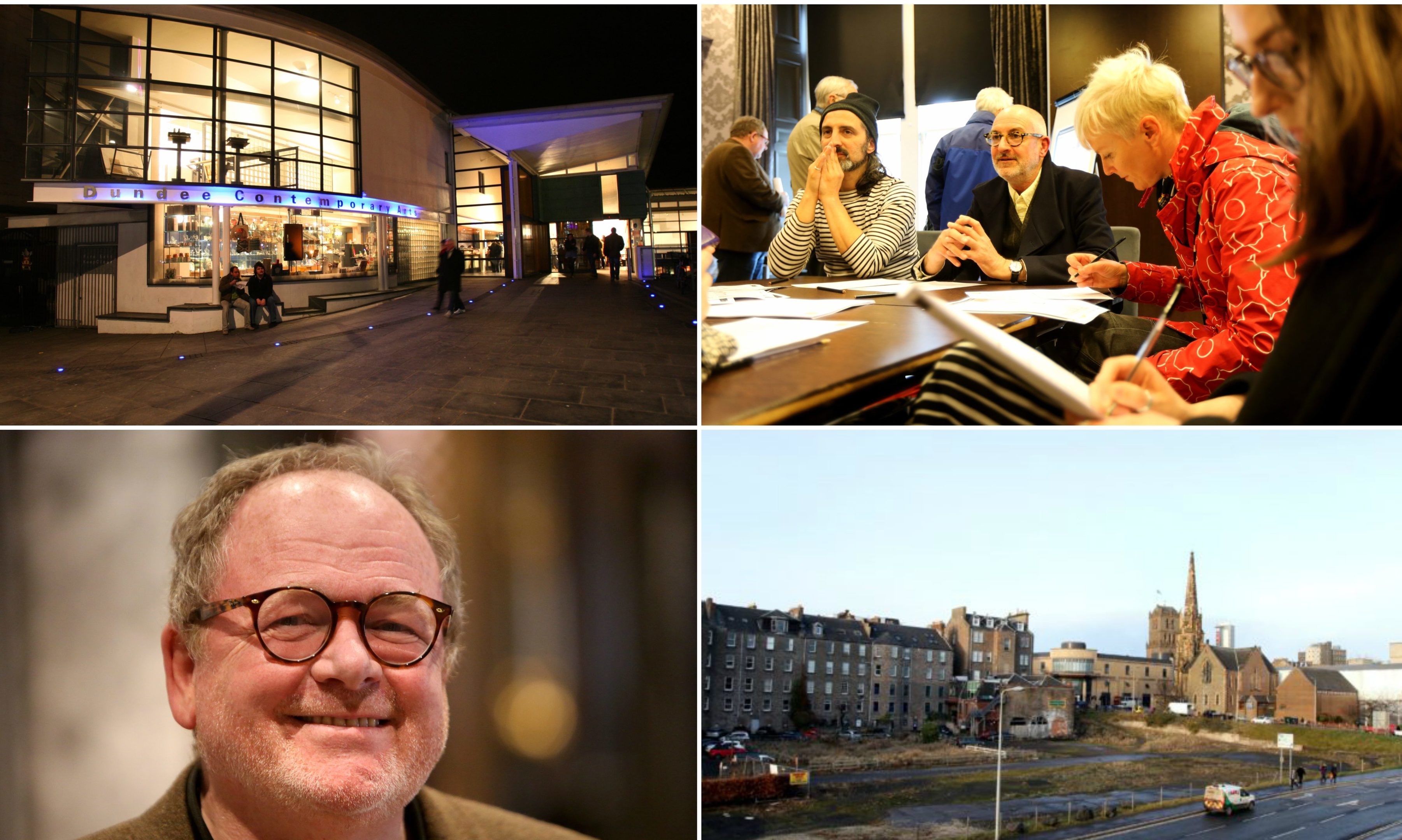 The DCA (top left), locals at the consultation (top right), DCS chairman Joe Lafferty (bottom left) and the site proposed for the development (bottom right).