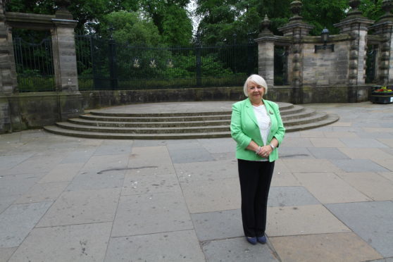 Councillor Helen Law at the designated spot for busking with amps