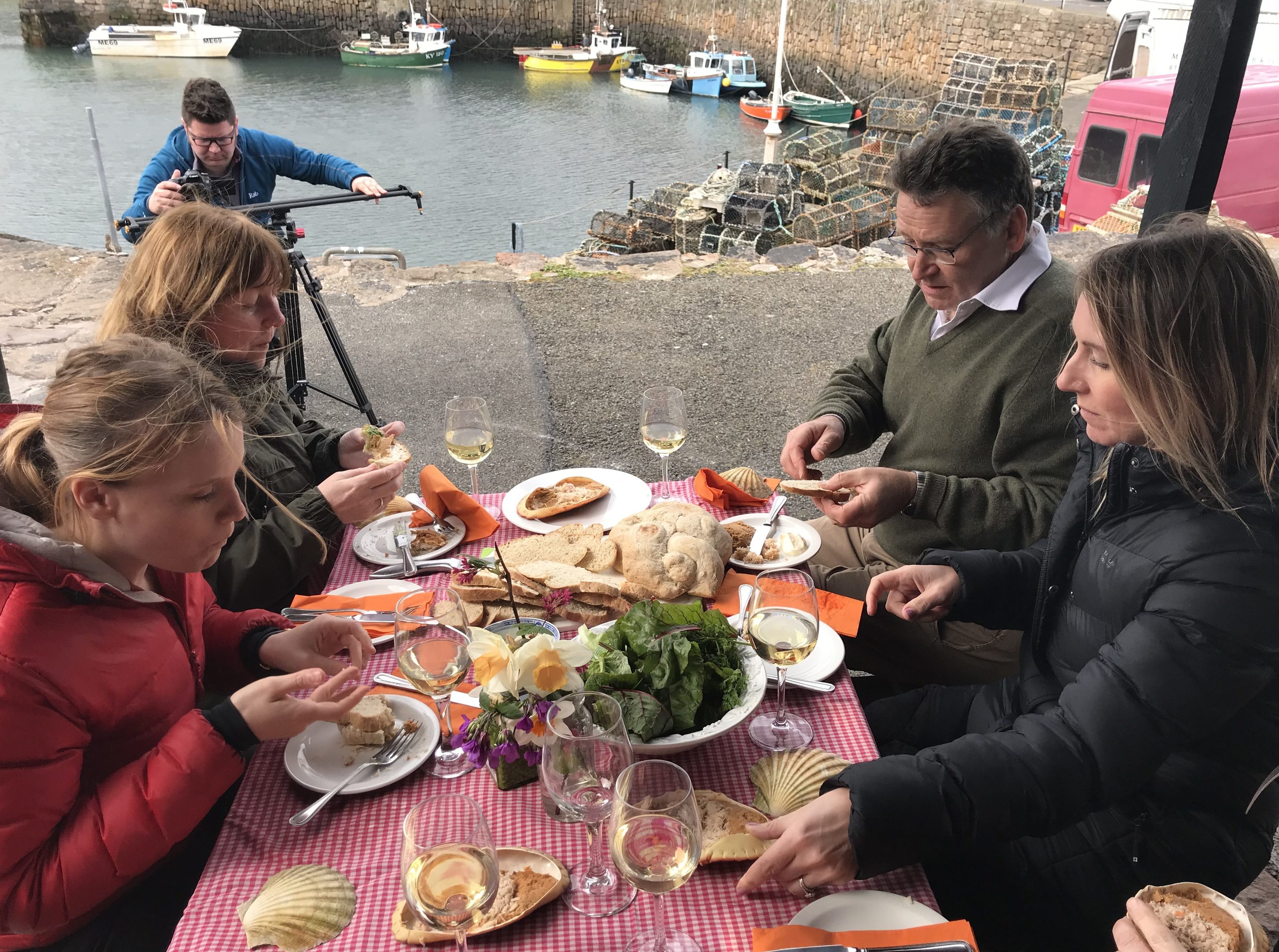 Dining at Crail Harbour with Christopher Trotter and guests