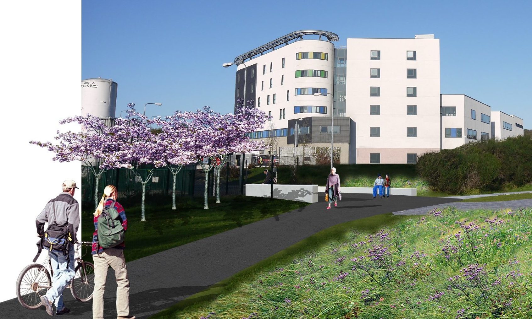 A vision of how the green corridor between Denfield Park and Victoria Hospital will look.