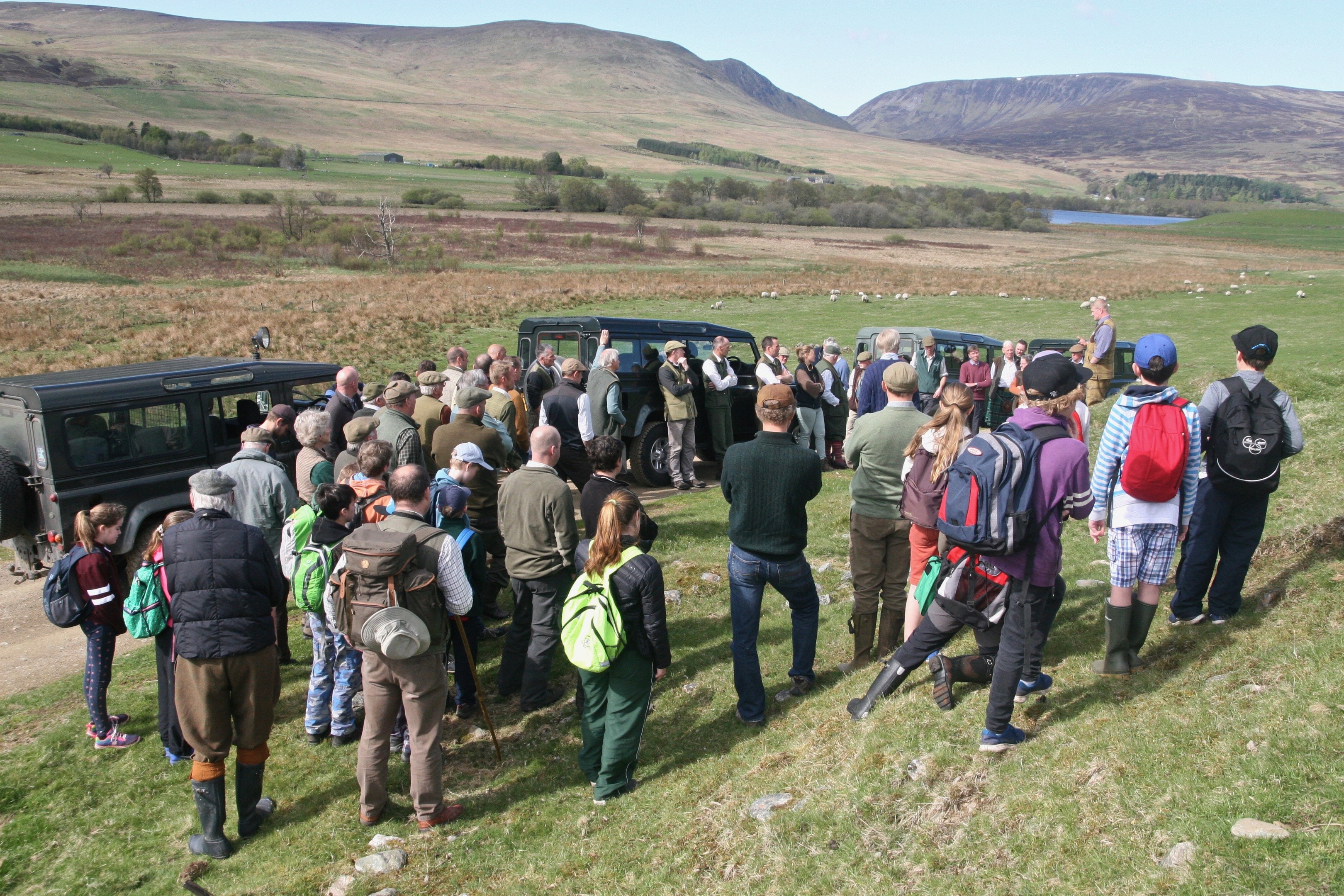 Local school children, land managers and guests learn about management for black grouse and rare wading birds in Strathbraan