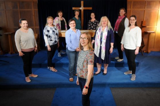The Leuchars Military Wives Choir including member Samantha Stevenson who will sing on stage with choirmaster Gareth Malone. Picture shows; the members of the choir with front centre - Samantha Stevenson