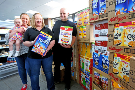 Claire Meenan and daughter Saskia Cox with Louise Carle and Andy Mitchell from Costcutter.