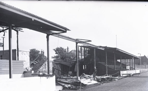 The stand after the fire in 1958.