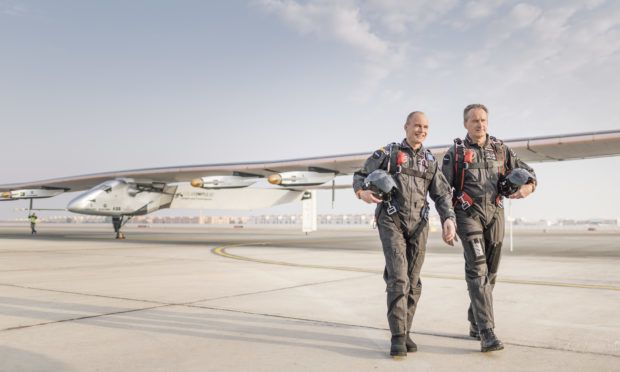 Abu Dhabi, UAE: After the succesful unloading of Solar Impulse 2 from the cargo, today the Plane is being reassembled in order to get ready for the test flights. The attempt to make the first round-the-world solar-powered flight is scheduled to start in March 2015 from Abu Dhabi. Solar Impulse will fly, in order, over the Arabian Sea, India, Myanmar, China, the Pacific Ocean, the United States, the Atlantic Ocean and Southern Europe or Northern Africa before closing the loop by returning to the departure point. Landings will be made every few days to change pilots and organize public events for governments, schools and universities.