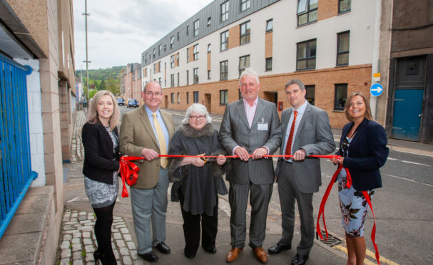 Left to right: Stephanie Joss (corporate administrator, Fairfield), Councillor Bob Brawin, Rena Crighton (chairperson, Fairfield), Grant Ager (chief executive, Fairfield), Stewart Shearer (managing director, Robertson Partnership Homes) and Sharon Bell (corporate manager, Fairfield), at the official opening of the development.