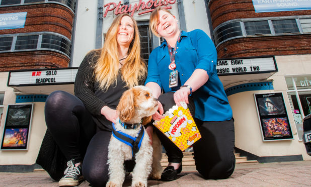Katie McCandless Thomas (left) with Baxter and Cathy Moran, general manager of Perth Playhouse.